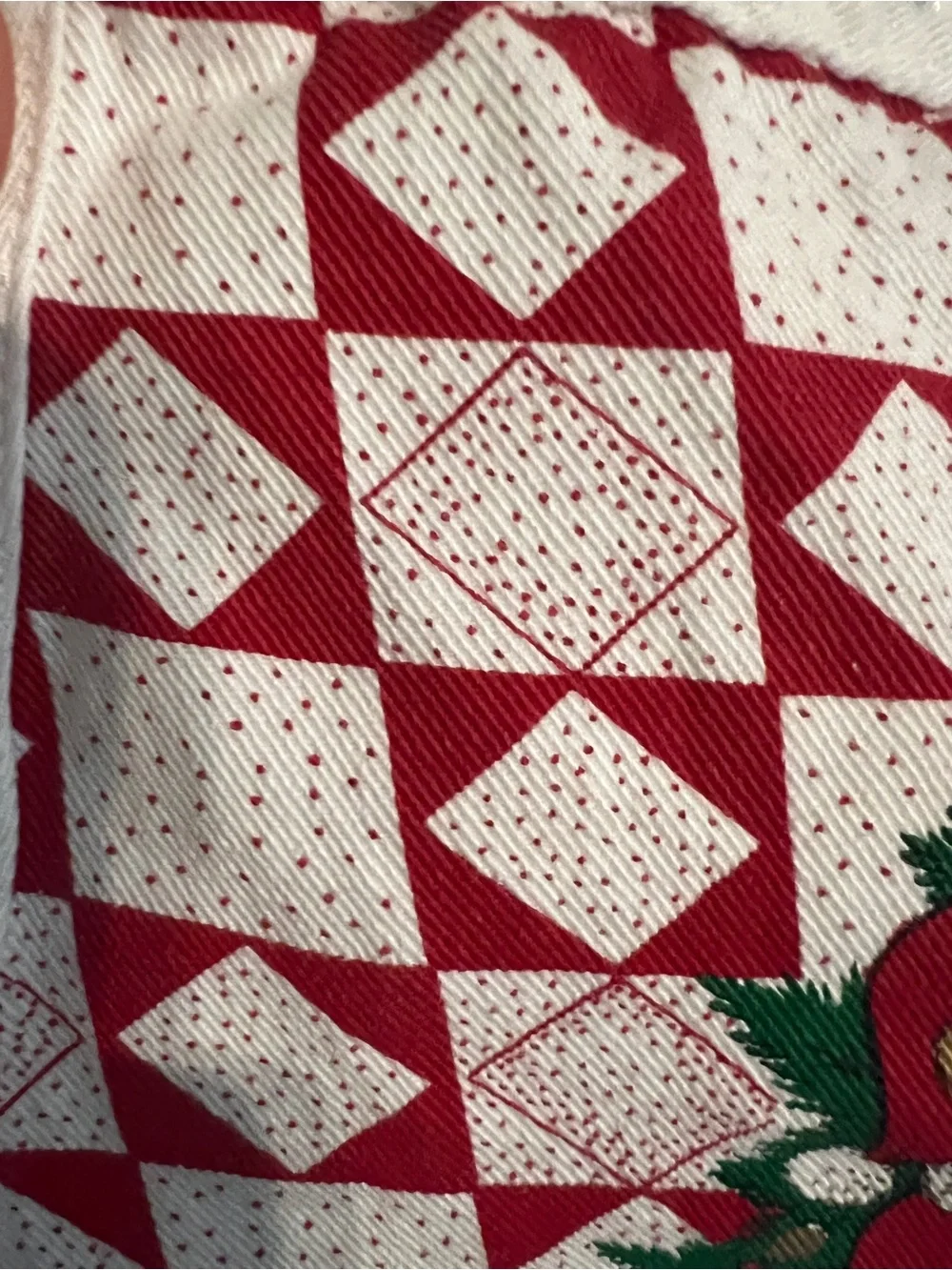 Vintage 1980’s Barth & Dreyfuss Christmas Teddy Bear Apron with Holly Accente